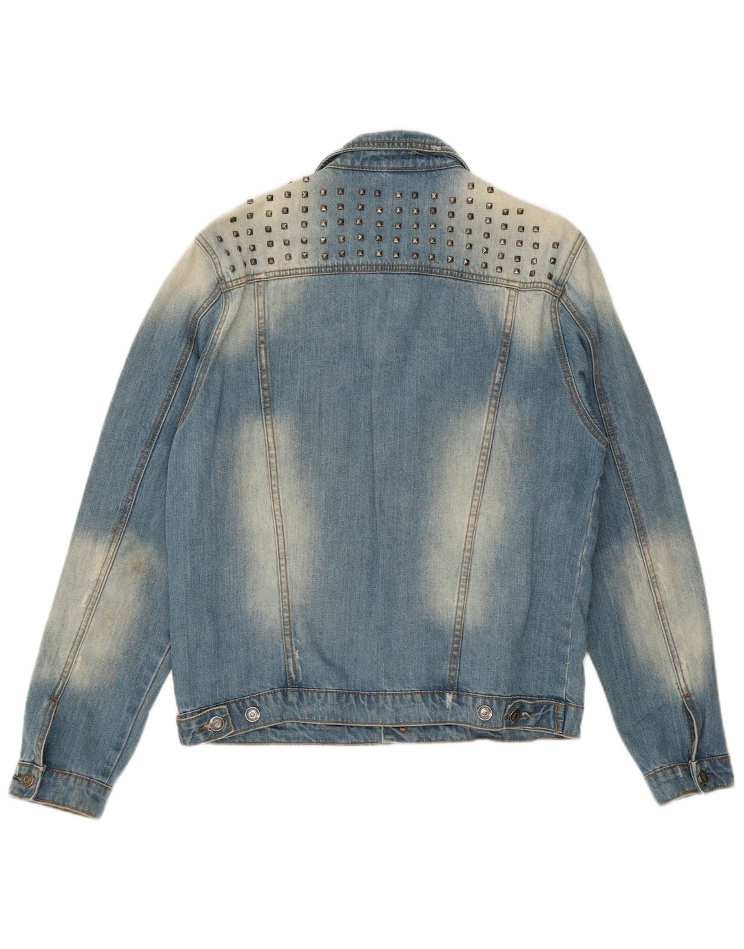 Giacca vintage in denim invecchiato da uomo UK 42 XL in cotone blu