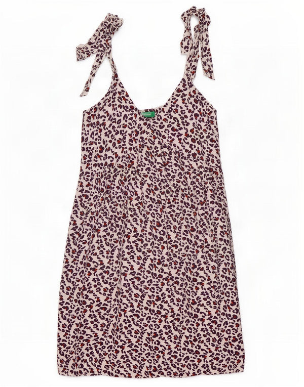 Canottiera senza maniche da donna Benetton UK 10 piccola stampa animalier bianca