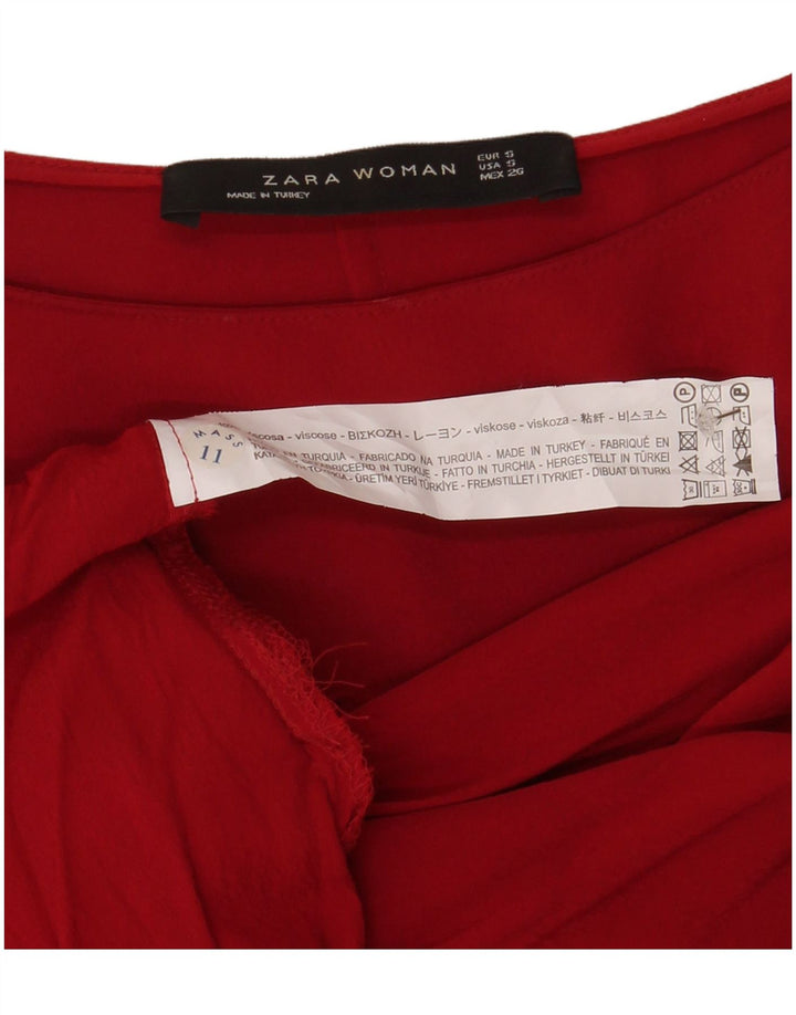 Blusa oversize da donna Zara con maniche a 3/4, taglia UK 10, piccola, in viscosa rossa