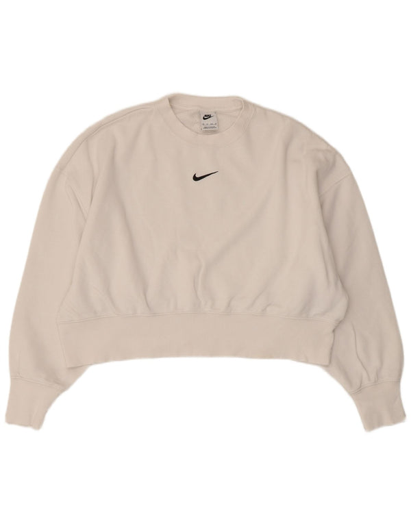Felpa corta oversize da donna Nike UK 6 XS cotone bianco