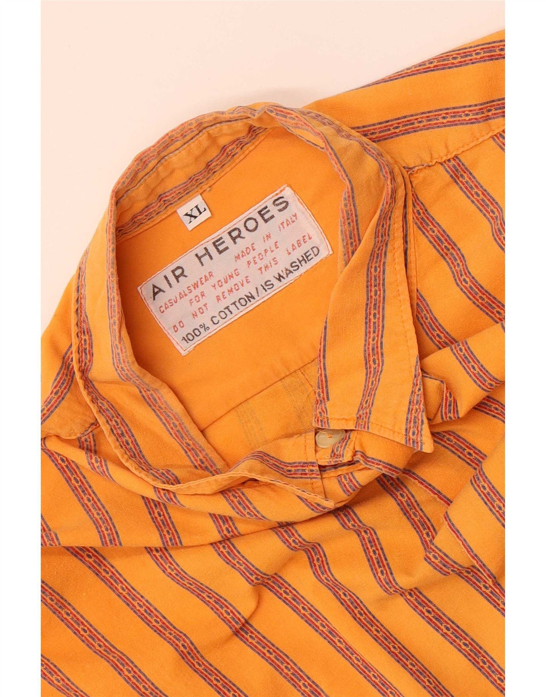 Camicia vintage da uomo XL in cotone a righe arancioni