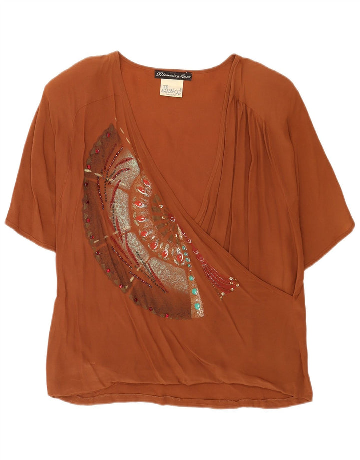 Ricamo A Mano Camicetta da donna Top IT 48 XL Acetato marrone
