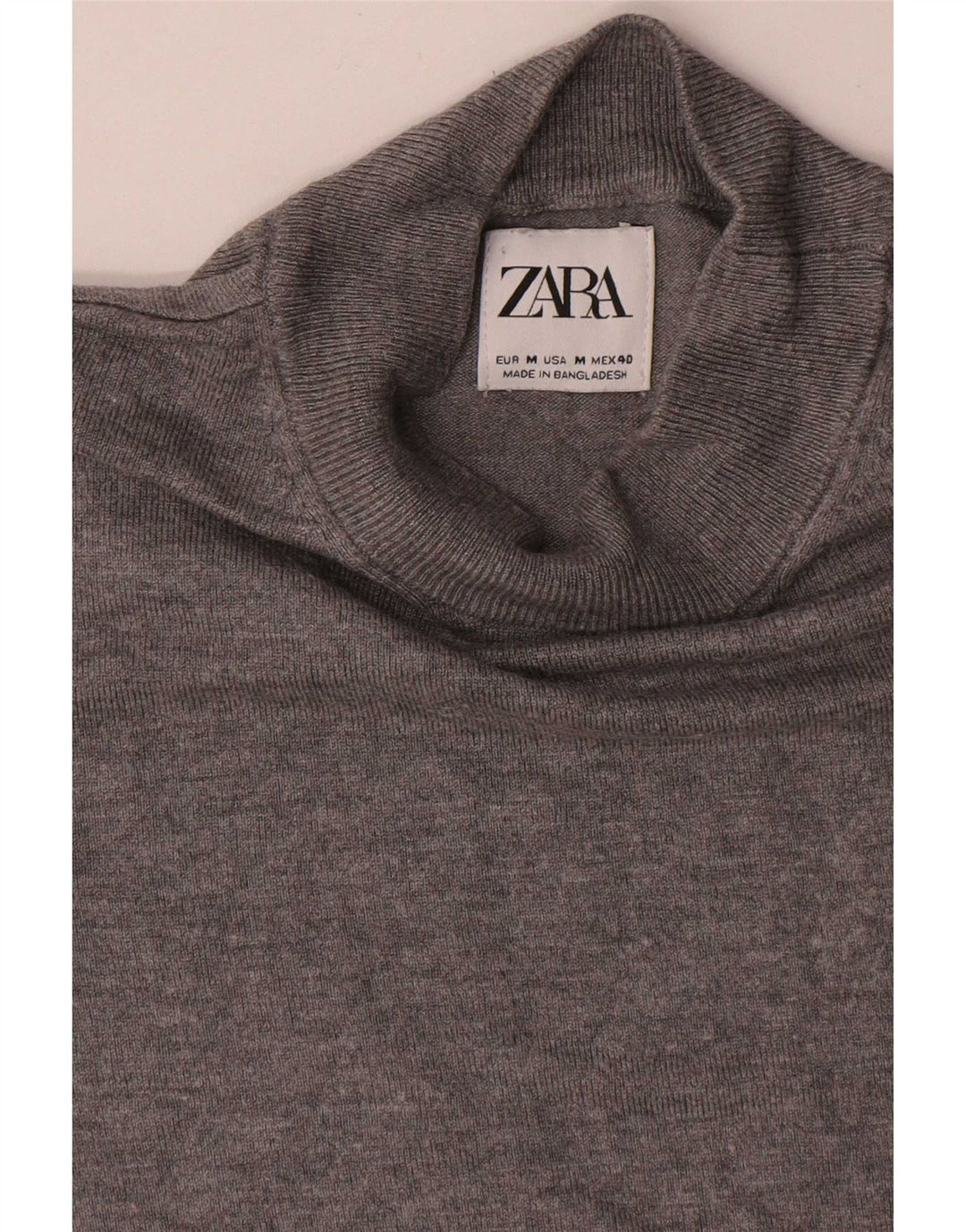 Maglione Zara da uomo a maniche corte con collo alto in viscosa grigio medio