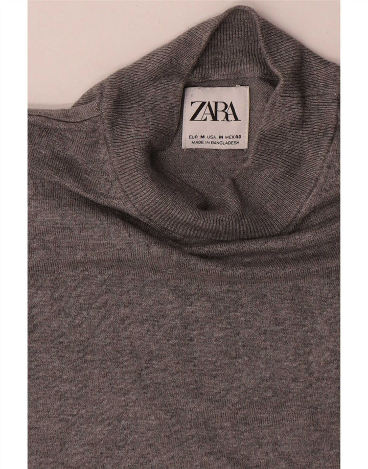 Maglione Zara da uomo a maniche corte con collo alto in viscosa grigio medio