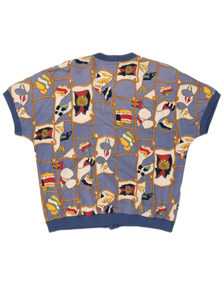 Top cardigan a maniche corte da donna con motivo astratto Ennedi IT 46 Large Blu