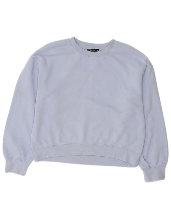 Felpa corta da donna Zara UK 14 poliestere blu medio