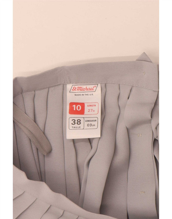 Gonna a pieghe a vita alta da donna St Michael UK 10 piccola W24 poliestere grigio
