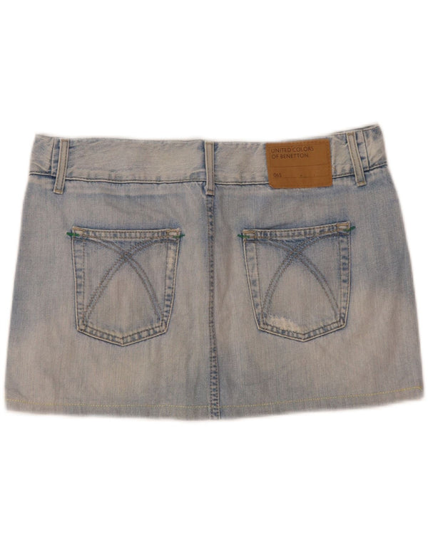 Minigonna in denim da donna Benetton IT 46 Large W35 Blu Cotone