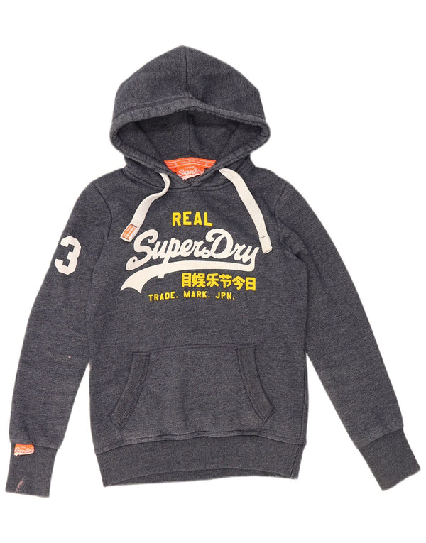 Maglione con cappuccio grafico da uomo Superdry piccolo in cotone blu