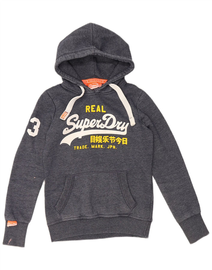 Maglione con cappuccio grafico da uomo Superdry piccolo in cotone blu