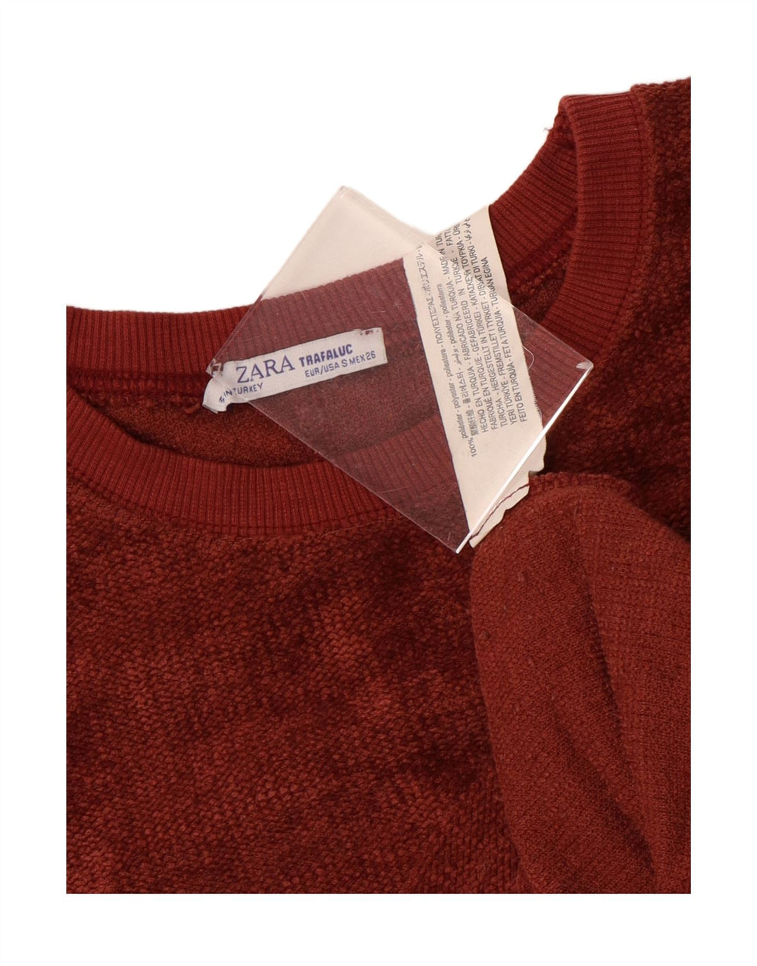 Maglione maglione oversize con scollo a barca da donna Zara UK 10 piccolo poliestere rosso