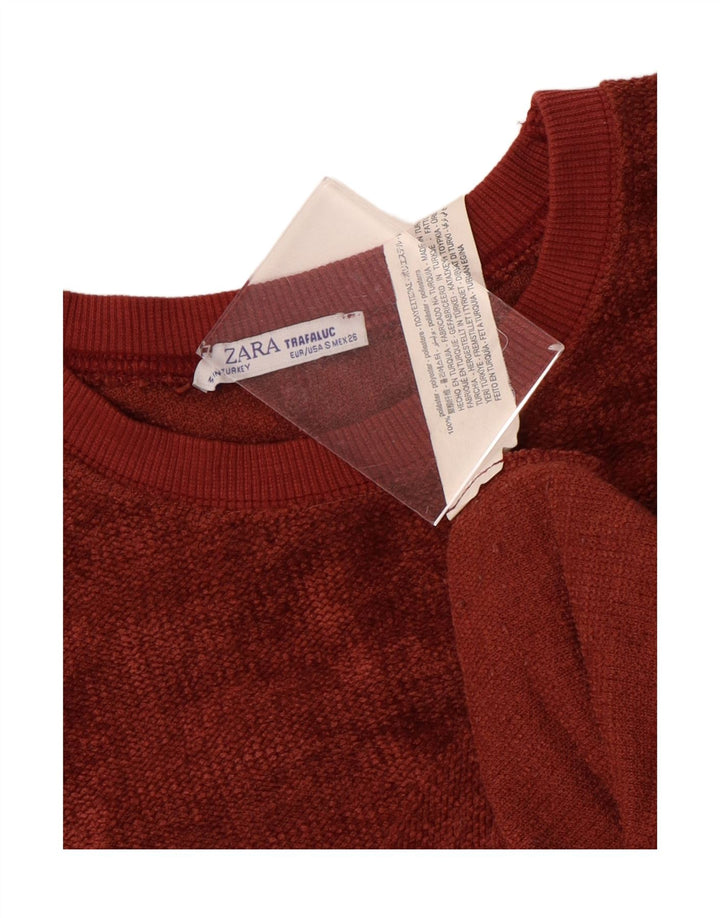 Maglione maglione oversize con scollo a barca da donna Zara UK 10 piccolo poliestere rosso