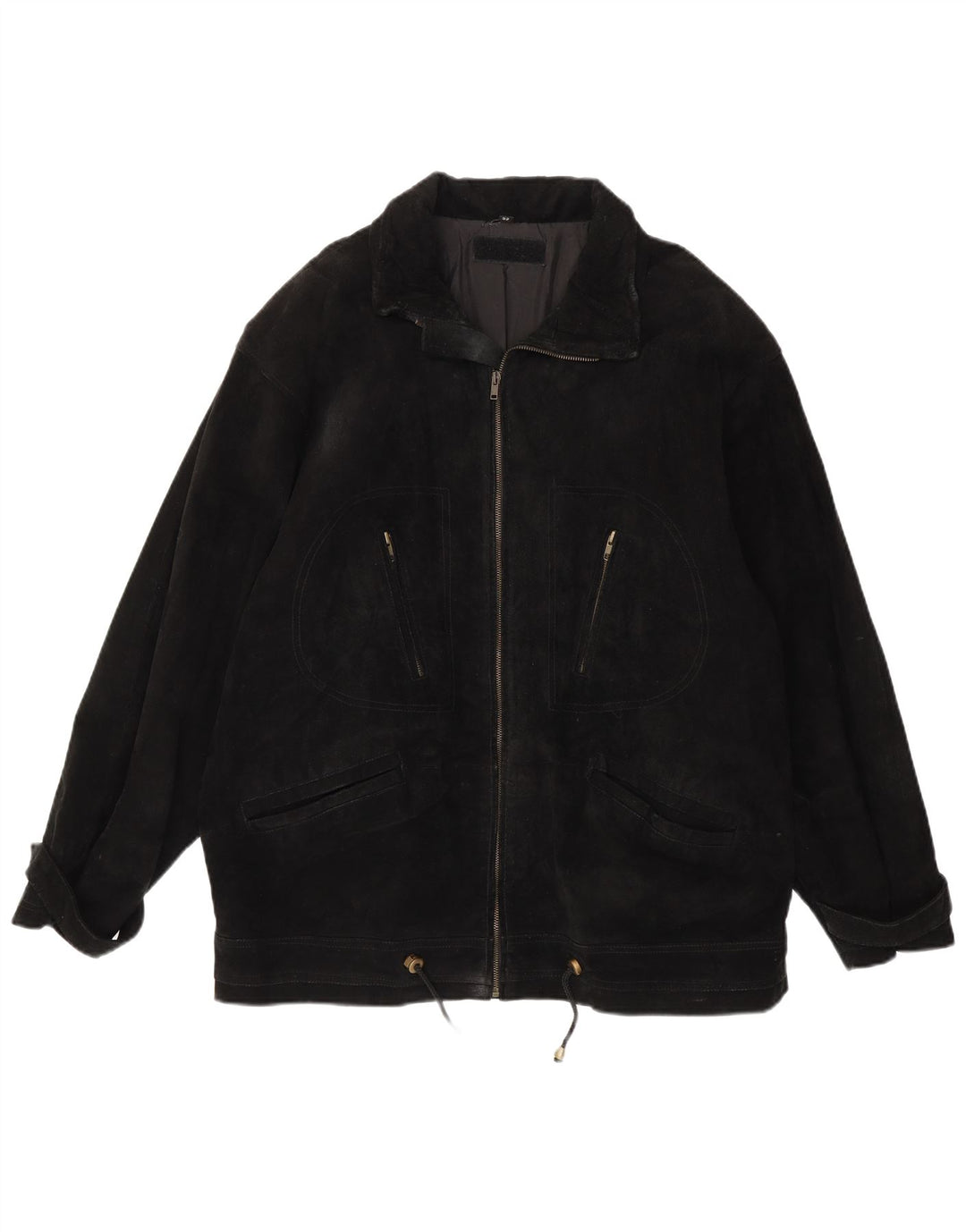 Giacca vintage in pelle scamosciata da uomo EU 52 XL in pelle nera