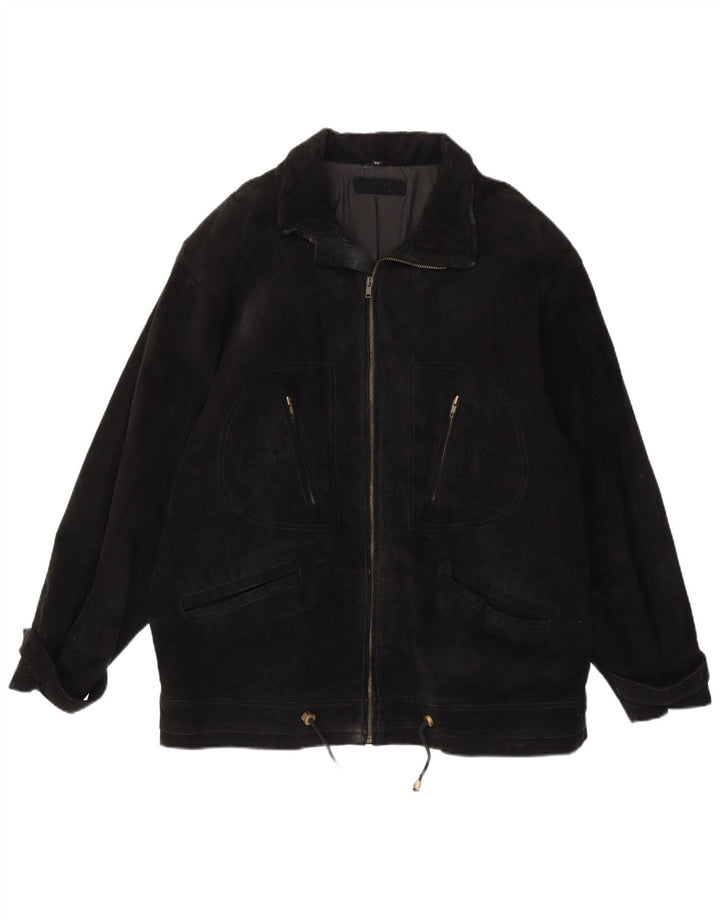 Giacca vintage in pelle scamosciata da uomo EU 52 XL in pelle nera