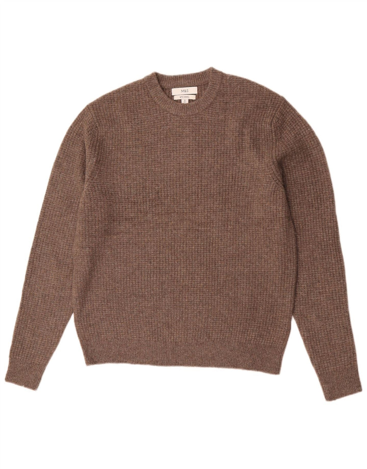 Maglione maglione girocollo da uomo Marks & Spencer marrone medio in acrilico