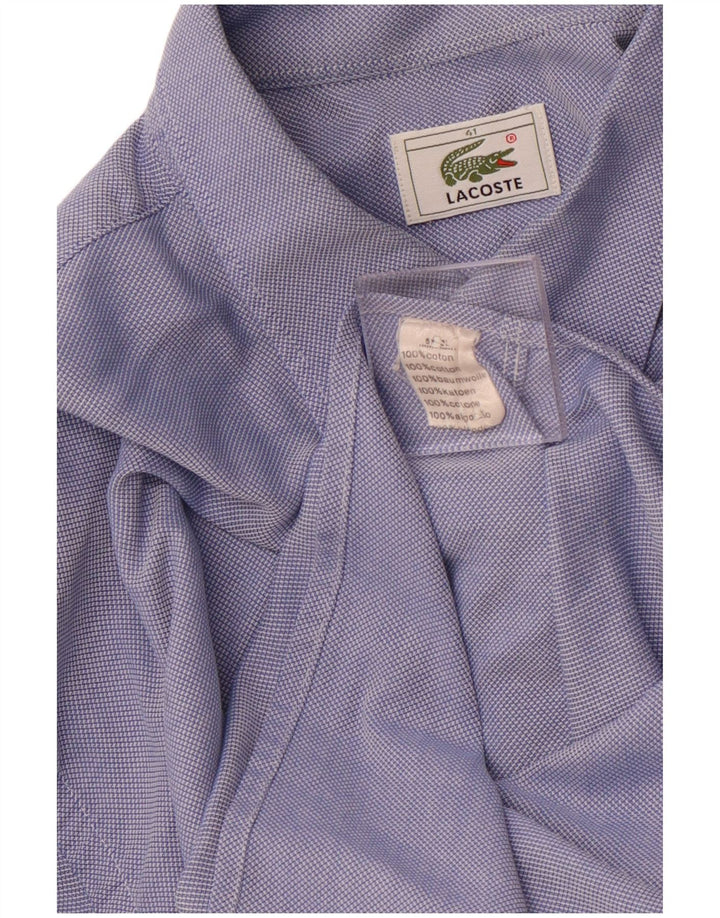 LACOSTE Camicia a maniche corte da uomo taglia 41 grande cotone blu