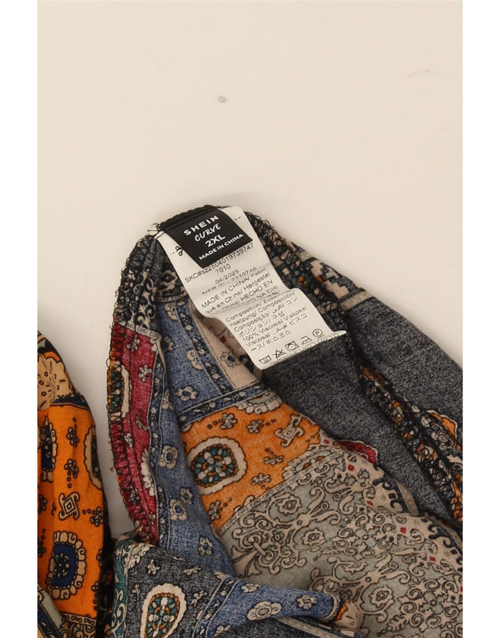 Shein Abito caftano a pipistrello da donna UK 20 2XL Patchwork multicolore