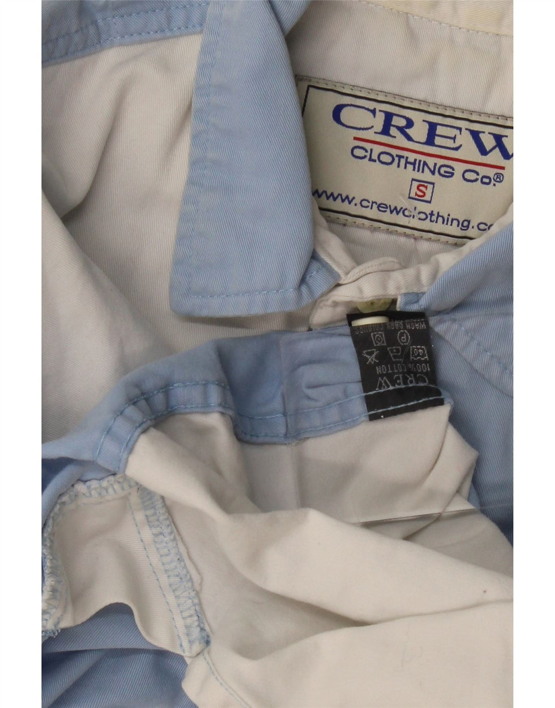 Crew Clothing Camicia pullover grafica da uomo piccola in cotone color block blu