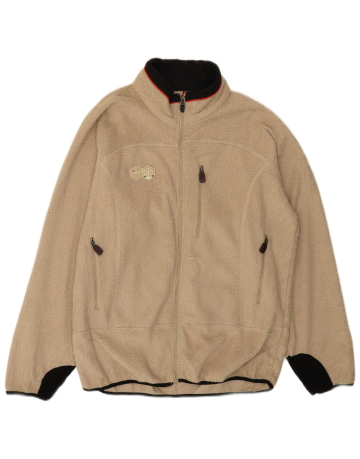 Giacca in pile da uomo Fila UK 40 Large Beige Colourblock Poliestere