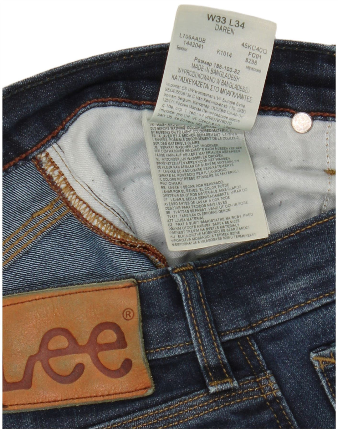 Jeans Lee Daren Slim da uomo W33 L31 in cotone blu
