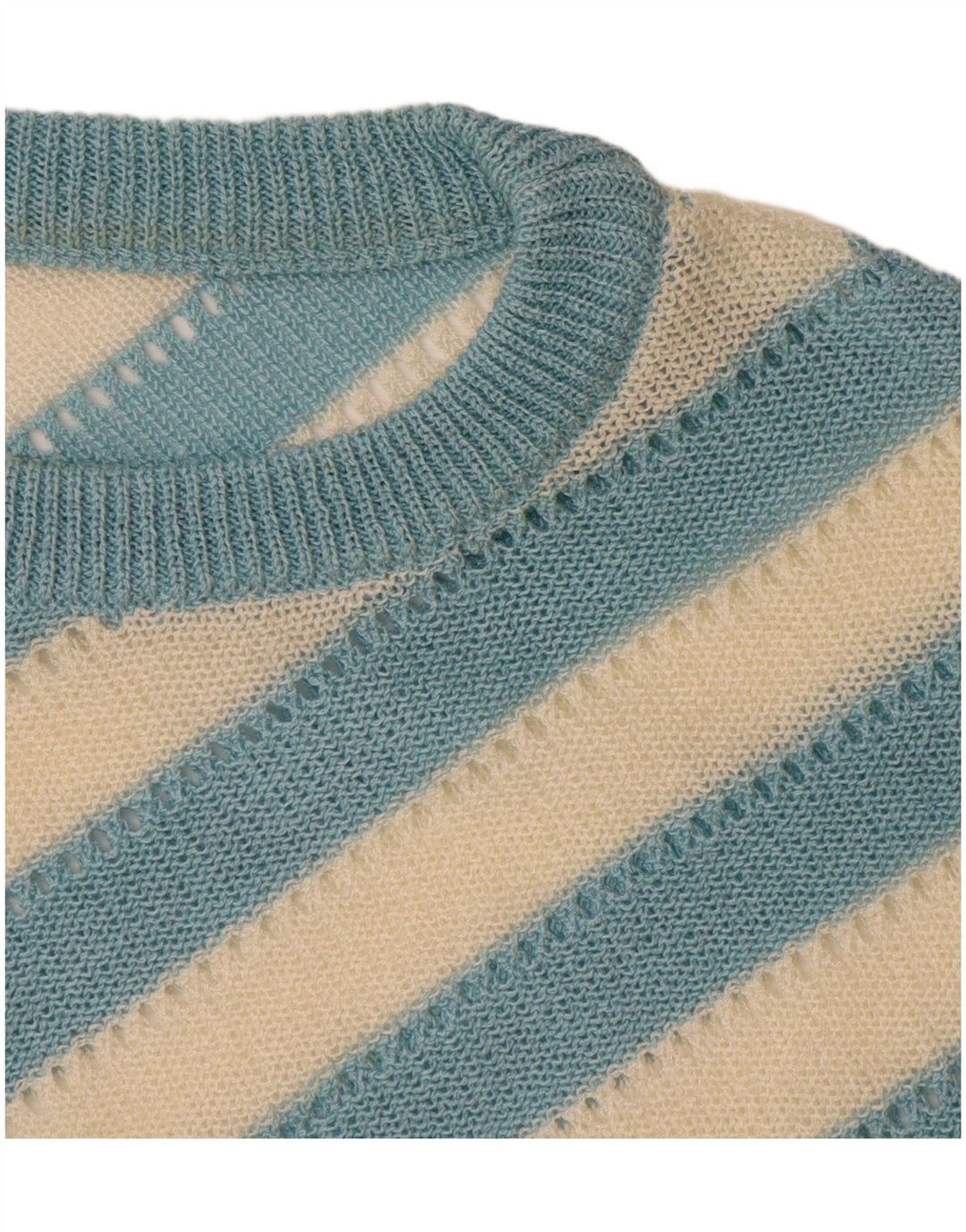 Maglione maglione girocollo da donna VINTAGE UK 14 grandi strisce blu