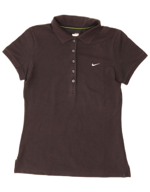 Polo Nike Dri Fit da donna UK 10/12 cotone nero medio