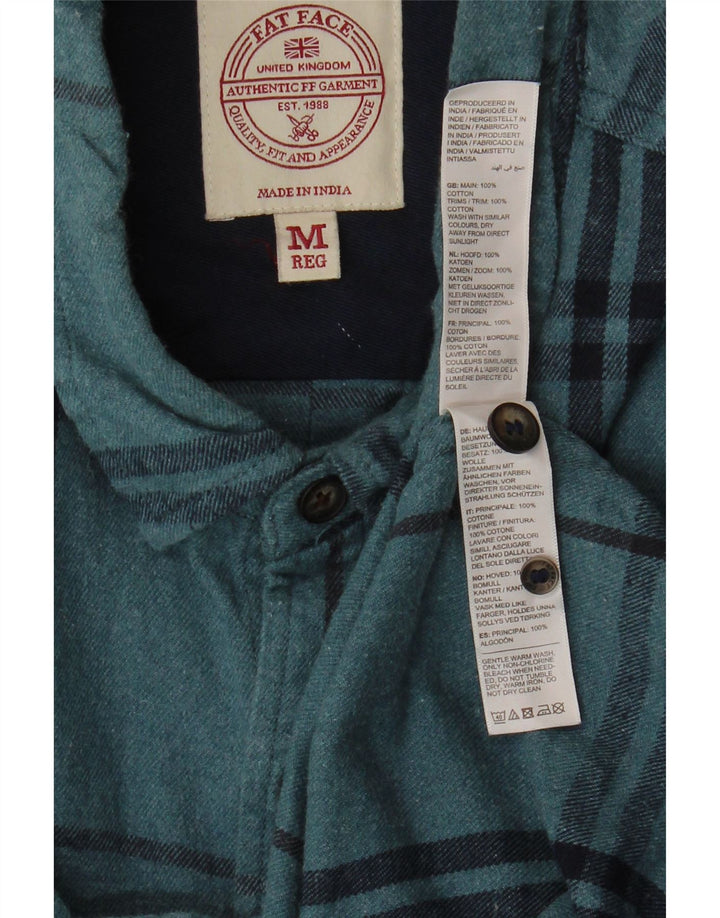 Camicia in flanella da uomo Fat Face in cotone scozzese blu medio