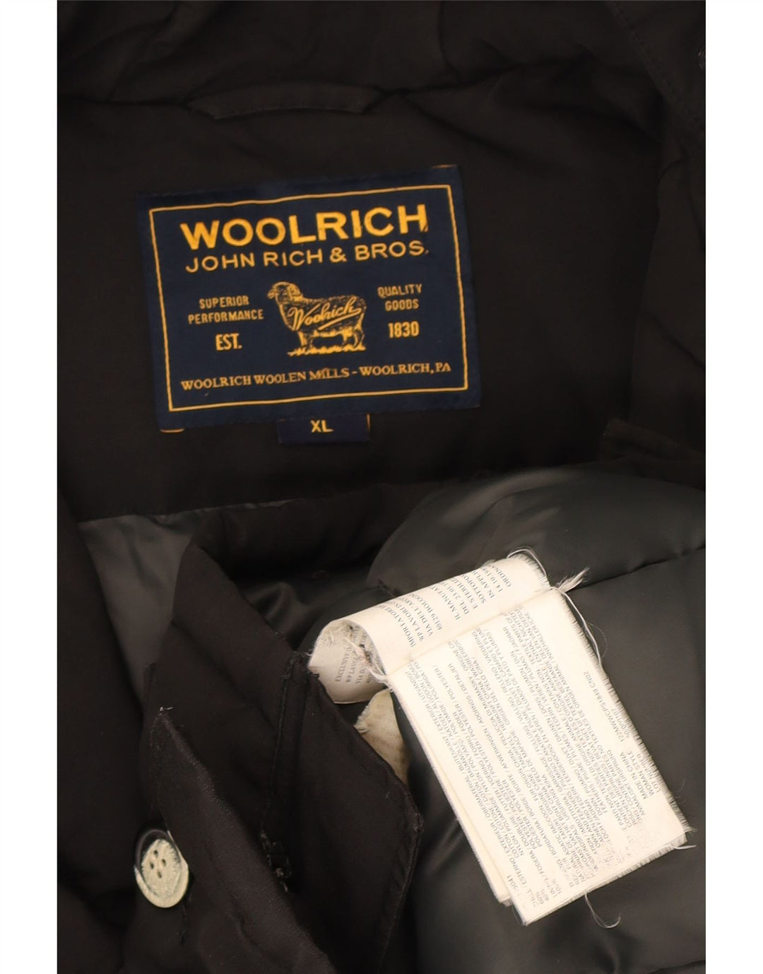Giacca imbottita oversize con cappuccio da donna Woolrich UK 18 XL cotone nero