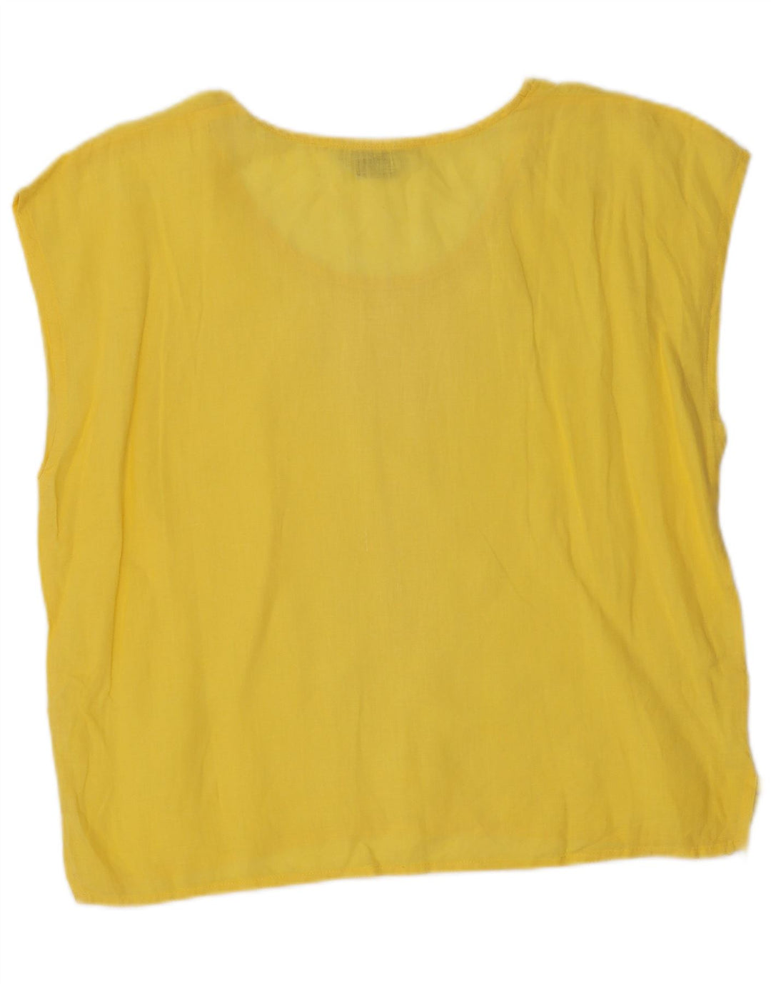 Camicetta senza maniche da donna VINTAGE Top UK 18 XL Lino giallo