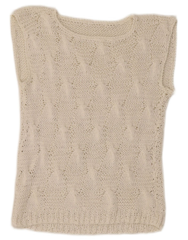 Canotta corta da donna vintage UK 4 XS bianca