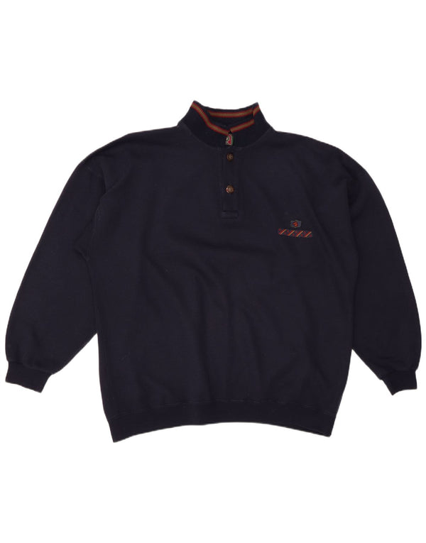 GREAT BAY Maglione da uomo con collo a bottoni Grande cotone blu navy