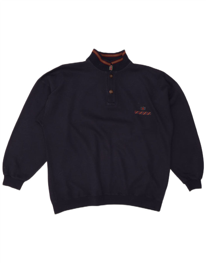 GREAT BAY Maglione da uomo con collo a bottoni Grande cotone blu navy