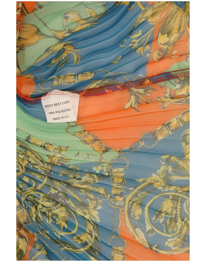 Gonna a trapezio da donna vintage W25 XS poliestere floreale multicolore