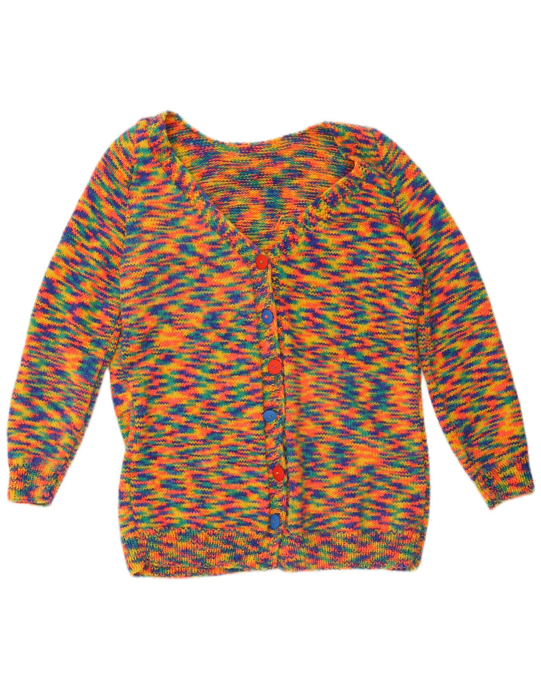 Maglione cardigan da donna VINTAGE UK 16 Grande multicolore screziato