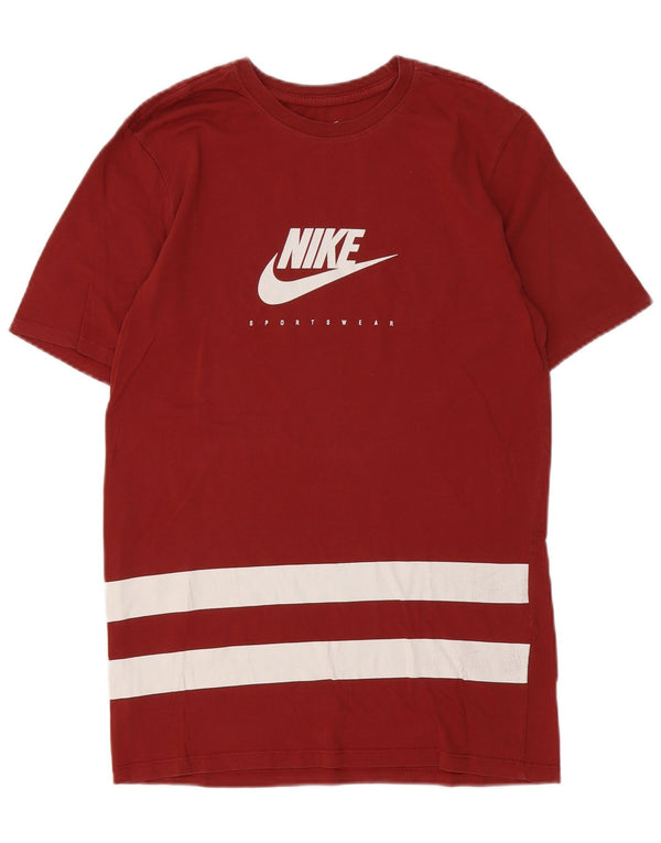 T-shirt grafica Nike da uomo con taglio atletico, piccola, a righe bordeaux