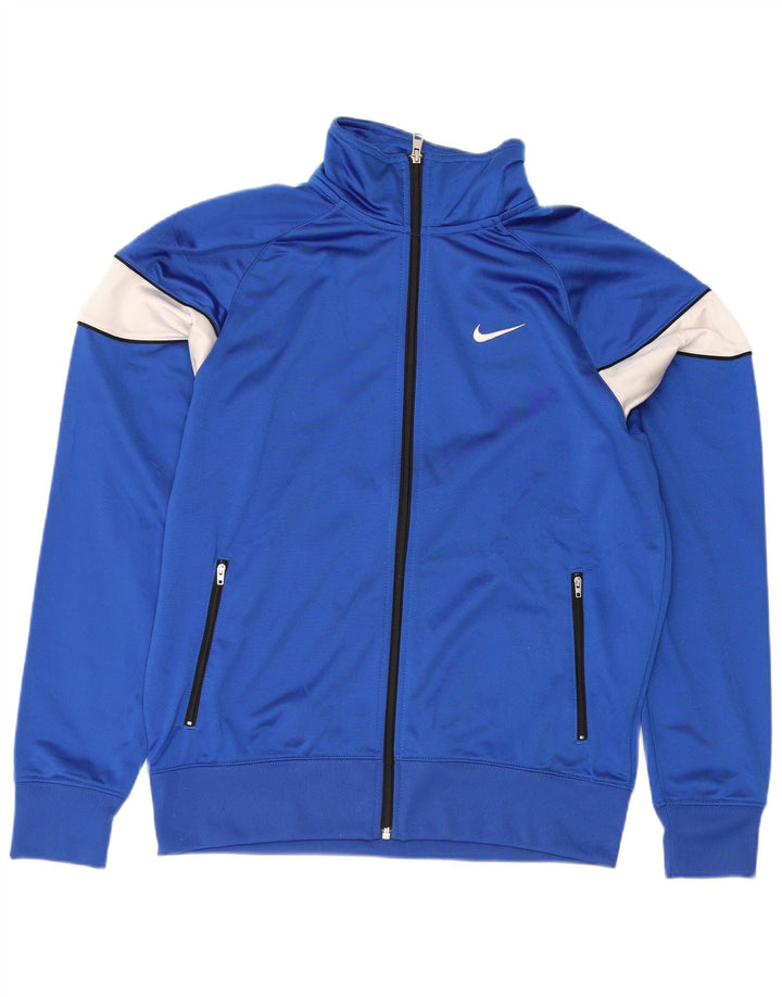 Giacca superiore della tuta da uomo Nike in poliestere color block blu medio