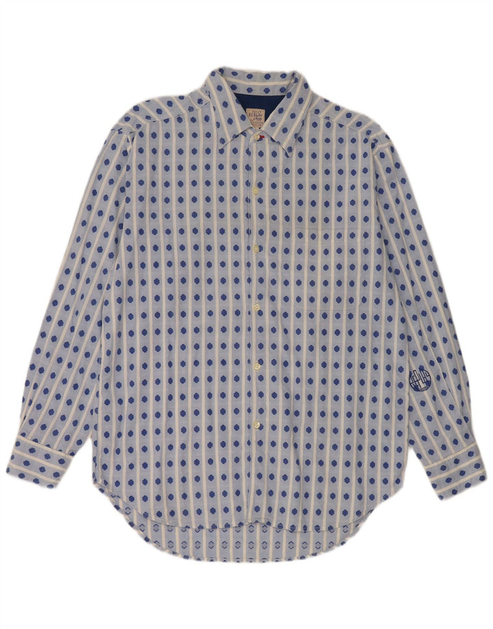 Camicia da uomo Replay Large in cotone geometrico blu