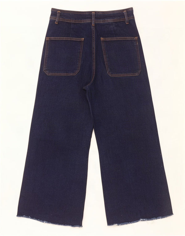 Jeans Zara da donna a vita alta a gamba larga, taglia EU 40 media W30 L25 blu navy