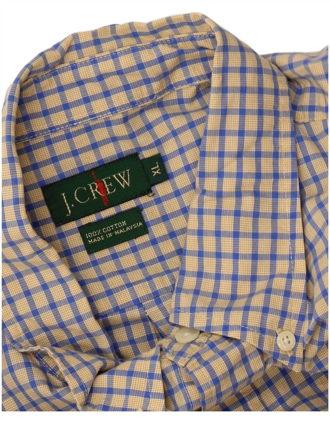Camicia da uomo J. CREW XL in cotone a quadri gialli