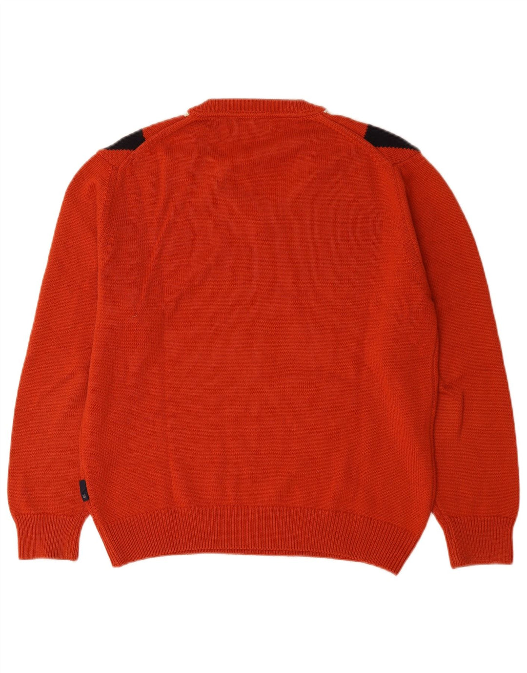 Maglione da uomo con scollo a V Re Del Mare, lana media arancione a rombi/diamante