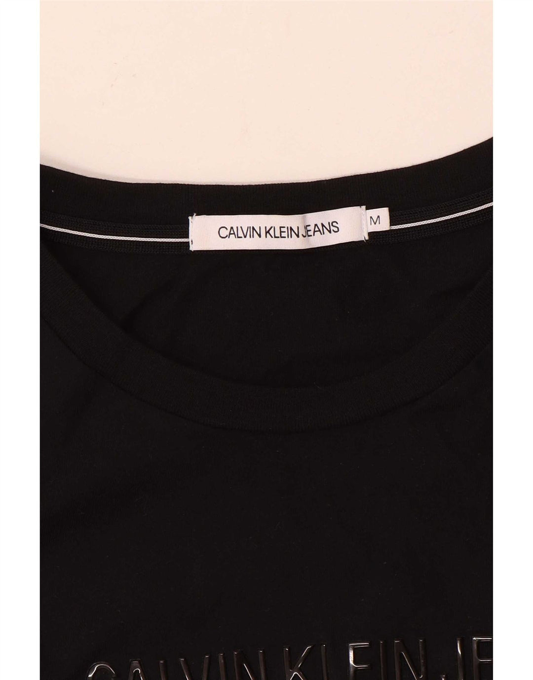 Calvin Klein Jeans da donna Crop Graphic Top manica lunga UK 12 medio nero