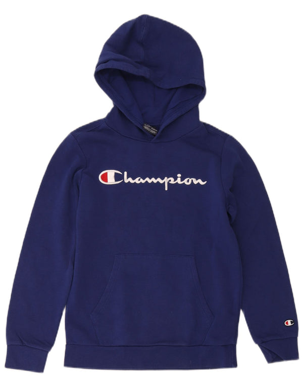 Felpa con cappuccio grafica Champion da ragazzo, 11-12 anni, grande, in cotone blu navy
