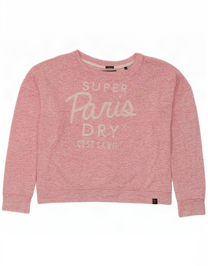 Felpa con grafica da donna Superdry Maglione UK 14 Medium Pink Flecked