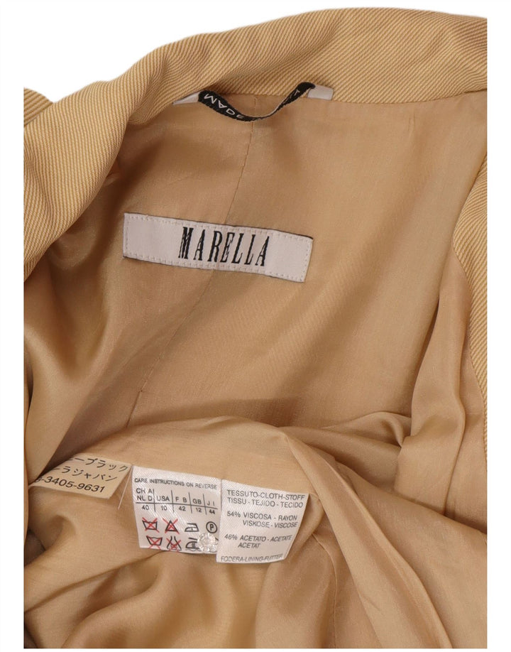 Giacca blazer a 3 bottoni lunga da donna Marella UK 12 Viscosa beige medio