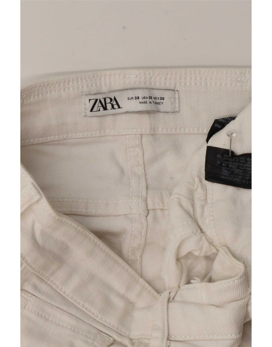 Jeans slim invecchiati da uomo Zara EU 38 Small W30 L27 Cotone bianco