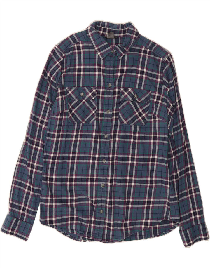 EDDIE BAUER Womens Flannel Shirt UK 10 Small Blue Check Cotton Vintage Eddie Bauer and Second-Hand Eddie Bauer from Messina Hembry 