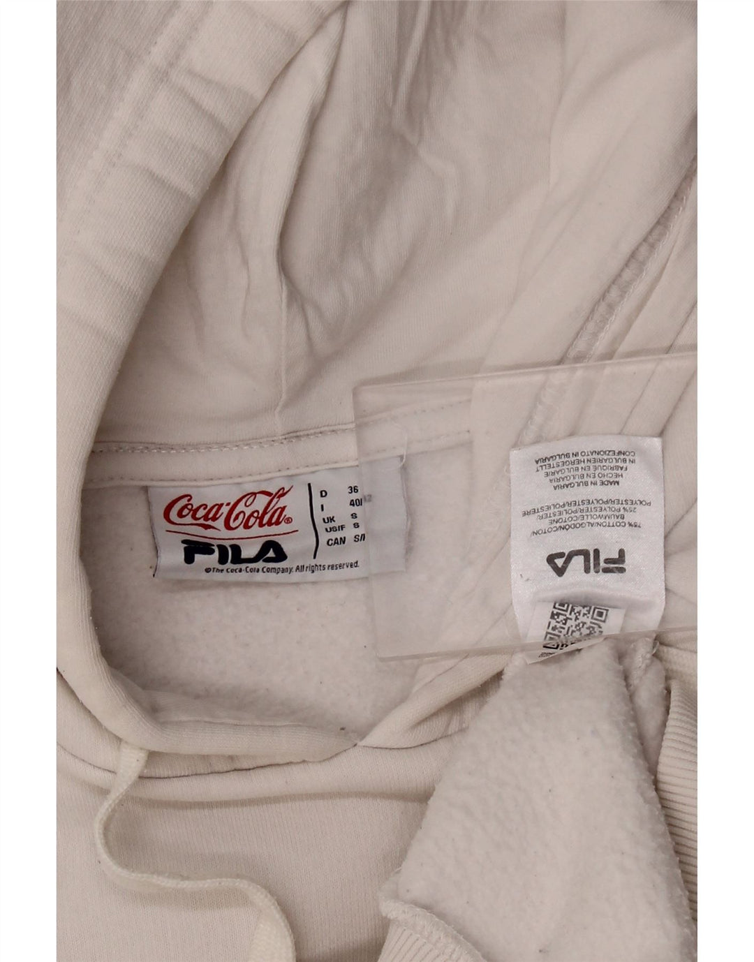 Felpa con cappuccio grafica da uomo Fila Coca-Cola piccola bianca