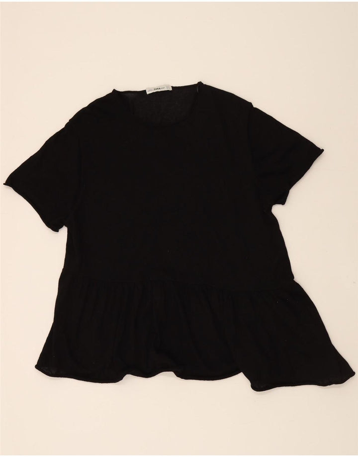 ZARA Womens Oversized Peplum Blouse Top UK 10 Small Black Polyester Vintage Zara and Second-Hand Zara from Messina Hembry 