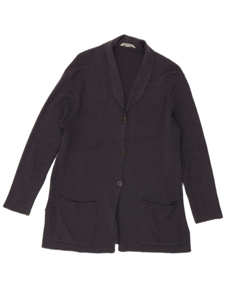 Maglione cardigan oversize da donna Marks & Spencer UK 10 piccolo lana viola