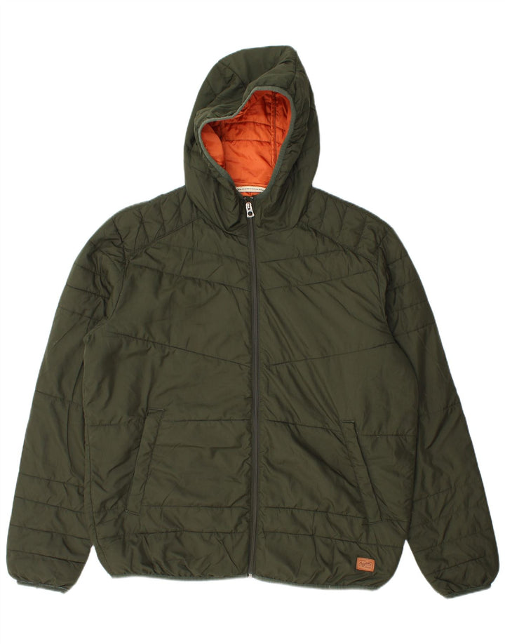 Giacca imbottita con cappuccio da uomo Jack & Jones UK 42 XL poliestere verde